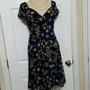 Blue and white flower wrap dress